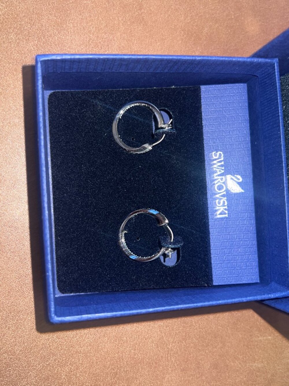 NIB Swarovski Silver Crystal Small Huggie Hoop Earrings